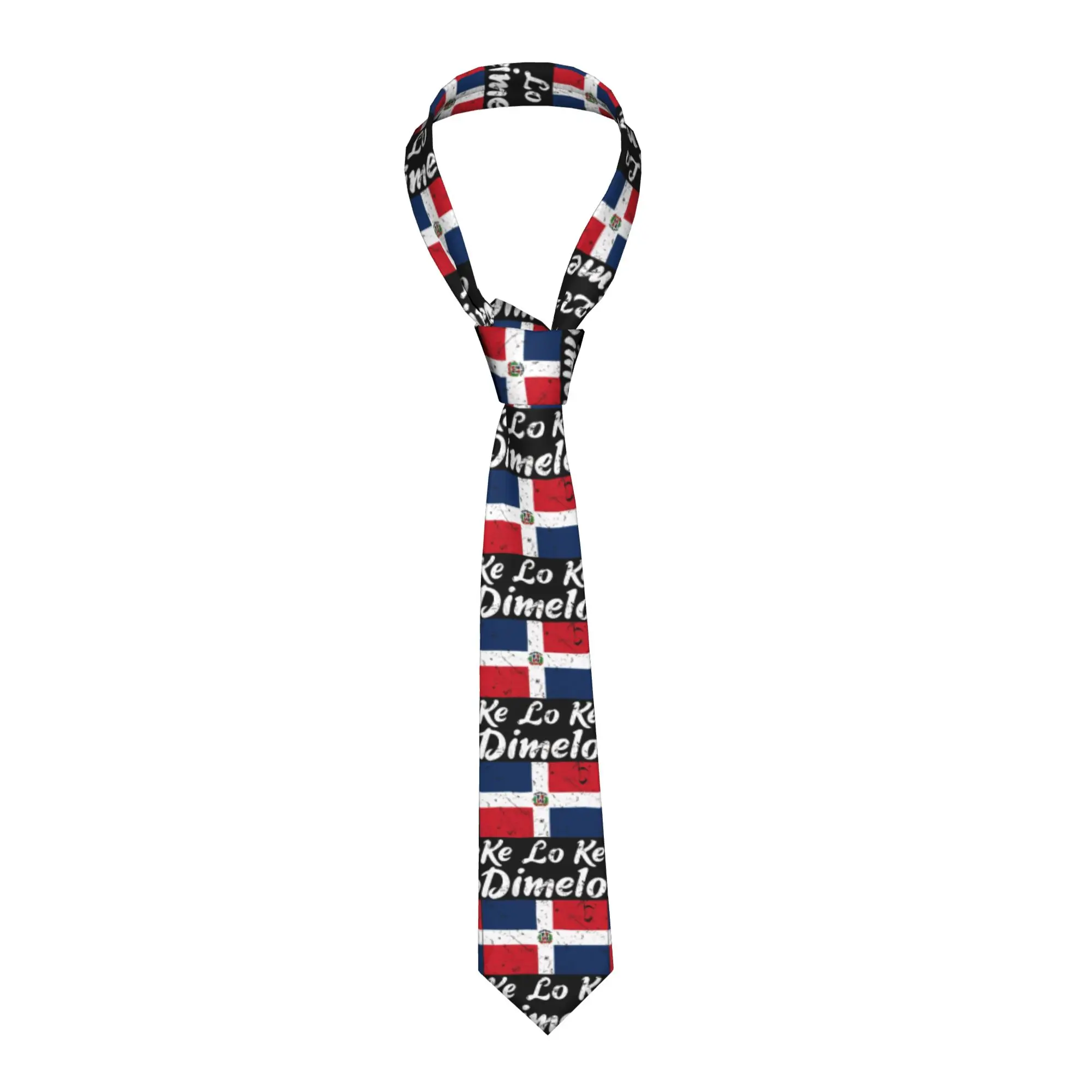 Dimelo Ke Lo Ke Dominican Republic Flag Tie Neck Ties Men Novelty Casual Necktie Accessories Quality Custom DIY Collar Tie