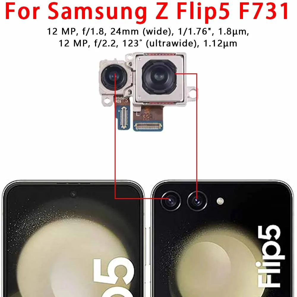 Rear Back Camera For Samsung Galaxy Z Flip 5G Flip3 Flip4 Flip5 Camera Module Backside View Replacement Spare Parts