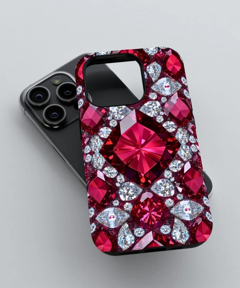 Luxurious Red Diamond Phone Case For IPHONE 16 15PRO MAX 14 13 12 11 Acrylic TPU Two in one magnetic Phone Cases