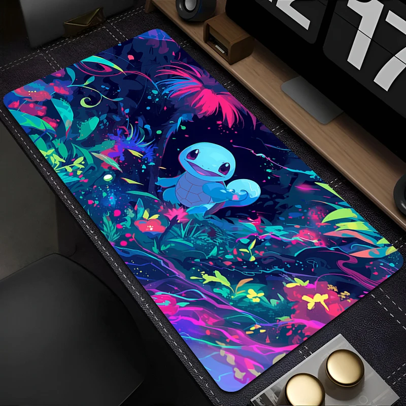 Mousepad Art Great Waves แผ่นรองเมาส์ยาง XXL ลื่นคอมพิวเตอร์ S-Squirtle อะนิเมะโต๊ะ Kawaii สํานักงานเม้าส์ Mats พรม