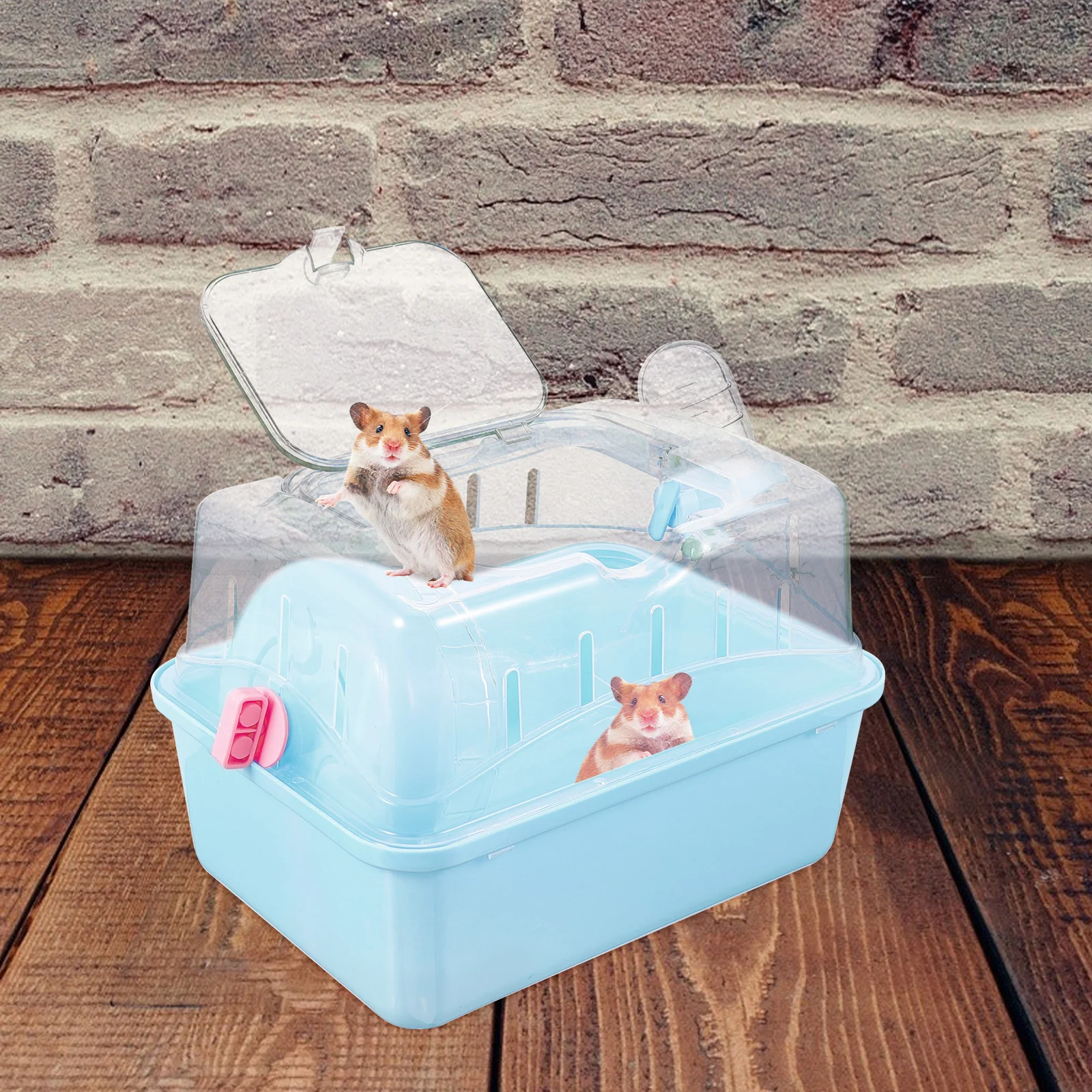 

Hamster Cage Outdoor Carrier Travel Seat Plastic Transparent Case Carrying Box Exercise