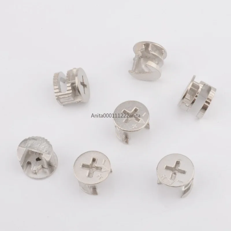 50PCSThree في واحد عجلة غريب الأطوار من سبائك الزنك 10/16/18 سنتيمتر نوع الأثاث تفكيك وتجميع السحابات المطلية بالنيكل