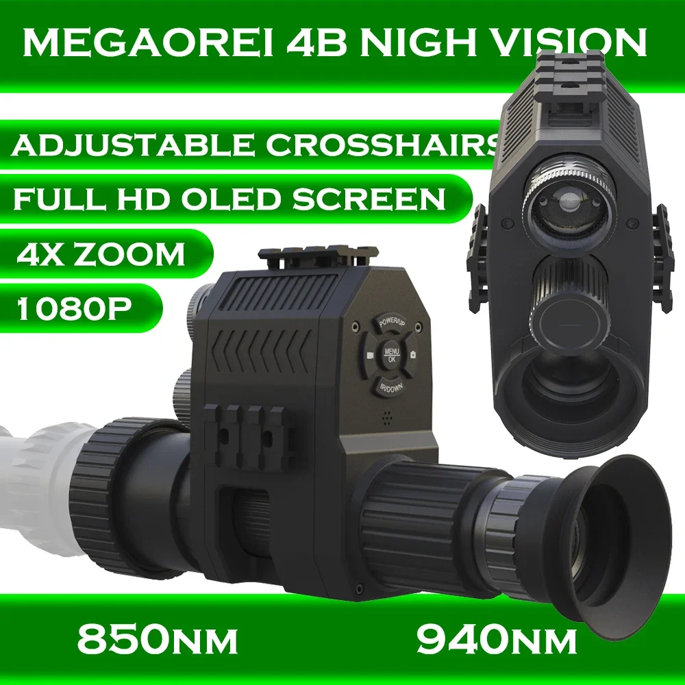 Megaorei NK007 Plus 4B Telescope Sight Binoculars Monocular Add on Hunting Night Vision Scope Camera Video 1080p HD 850NM 940NM