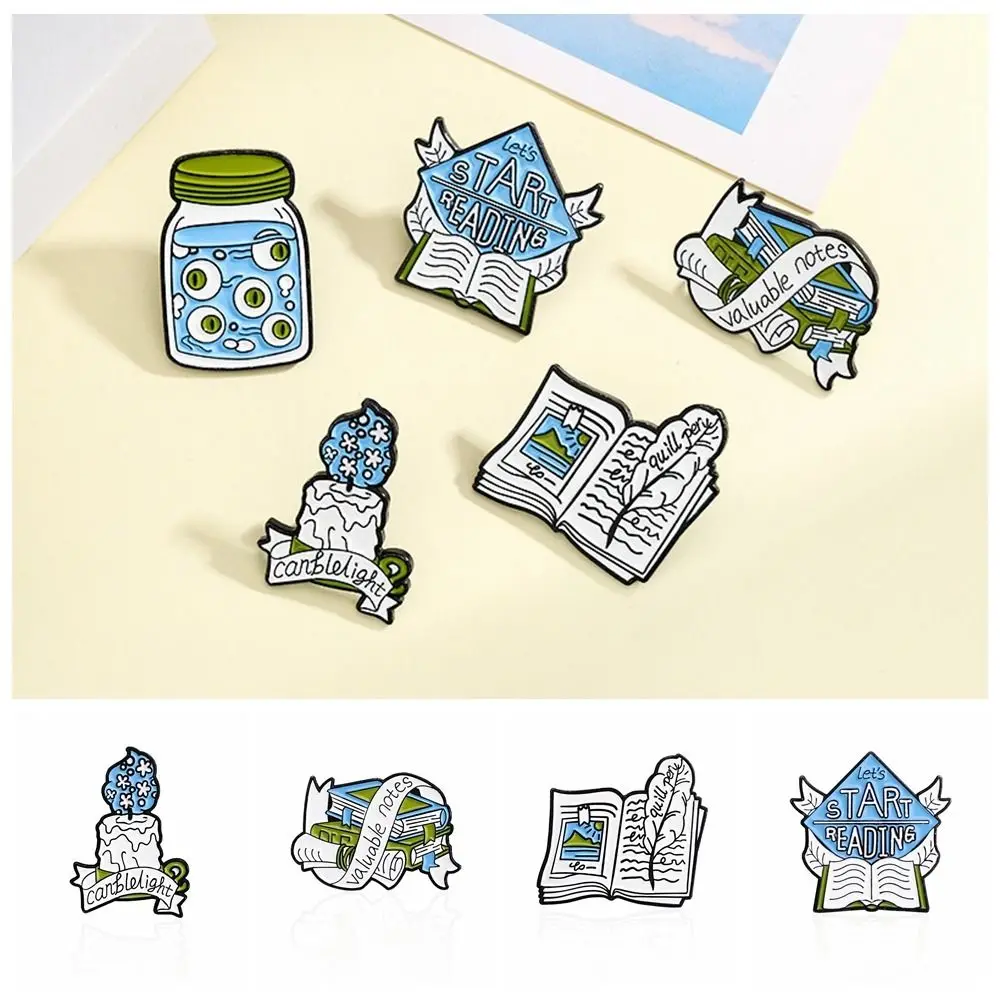 Cute Books Brooch Cartoon Creative Valuable Notes Badge Pin Stars Candlelight Knowledge Reserve Clothing Accessories Girl