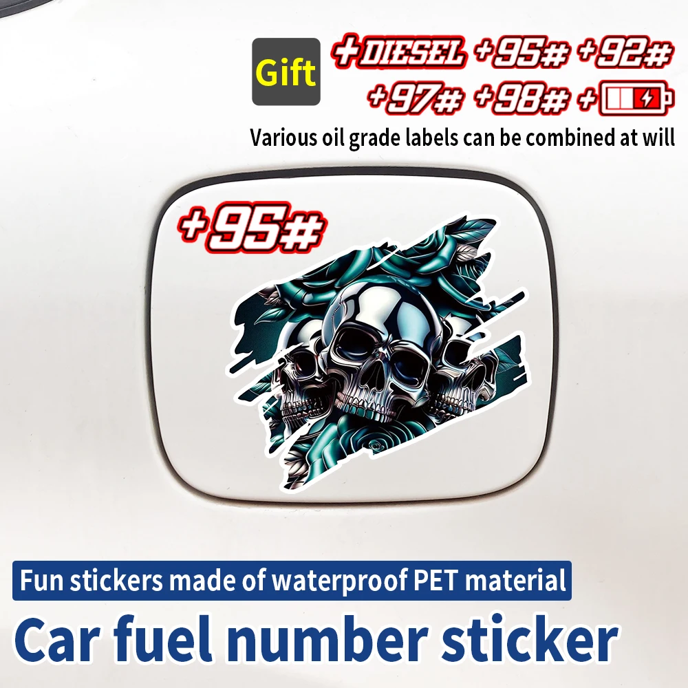 

Skeleton Skull Car Creative Fuel Number Sticker Waterproof Vinyl Auto Fuel Tank Cap Sticker Diesel and Gasoline Decal Accessorie