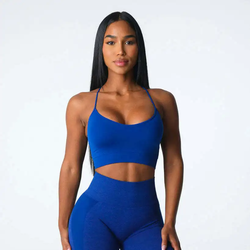 Sutiã Esportivo Push Up Sem Costura para Mulheres, Top de Ginásio, Vestuário de Yoga, Cross Back, Corrida, Fitness, Crop Top, Sutiã Shockproof Workout