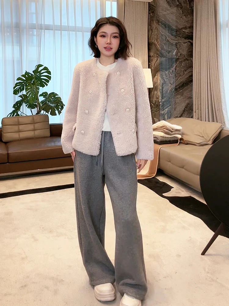 

Теплая круглая шуба Ne TEDDY Fur Jaet 00% шерсть Rieli от Laoyang Женская ор Верхняя одежда MEQA4344 Зимняя коллекция 2024