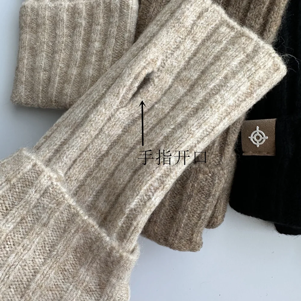 2023 Wool Winter Half Finger Gloves For Women Girls Fashion Soft Wool Knitted Gloves Solid Classic Arm Gloves Fingerless Mittens