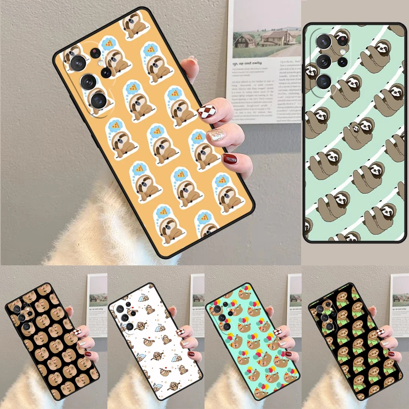 Cover For Samsung Galaxy S24 Ultra S21 S22 S8 S9 S10E Note 10 20 Plus FE S23 Sloth Animal Cute Phone case Coque