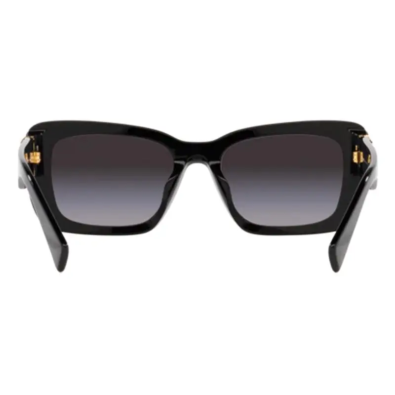 Miu Miu 0MU07YS 1AB5D1 53mm Square Sunglasses Black Acetate Gold Logo Grey Gradient CAT.3 UV400 Luxury For Men And WomenWomen