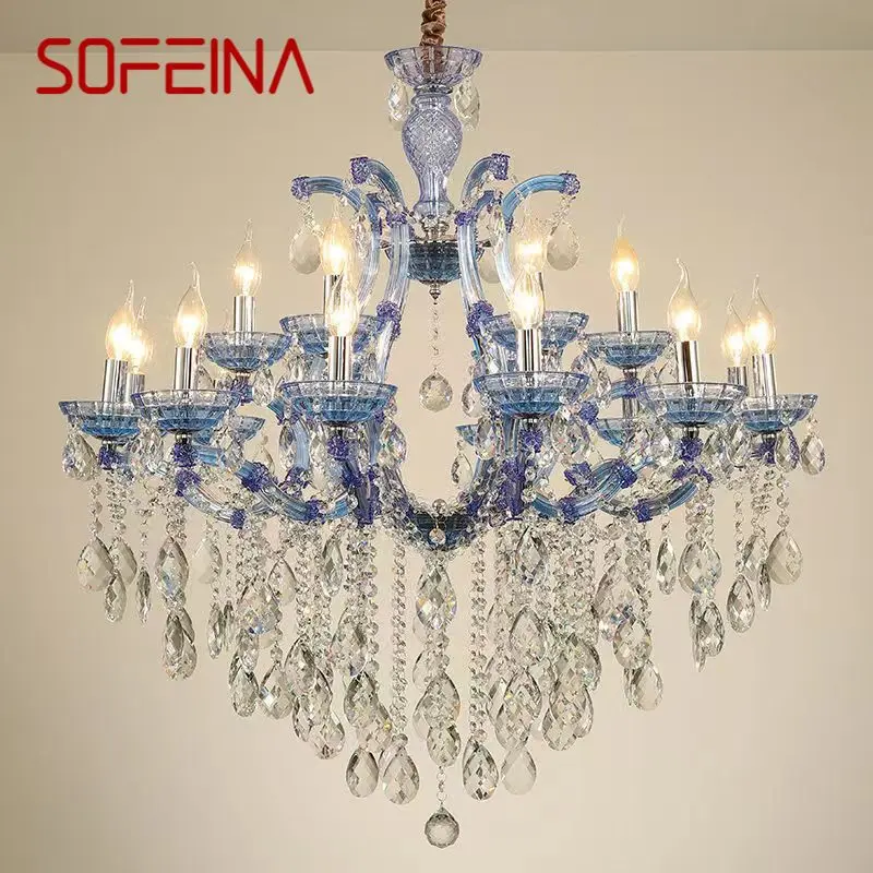 

SOFEINA LuxuriousCandle Pendent Lamp European Style Crystal Lamp Art Living Room Restaurant Villa Staircase Duplex Building