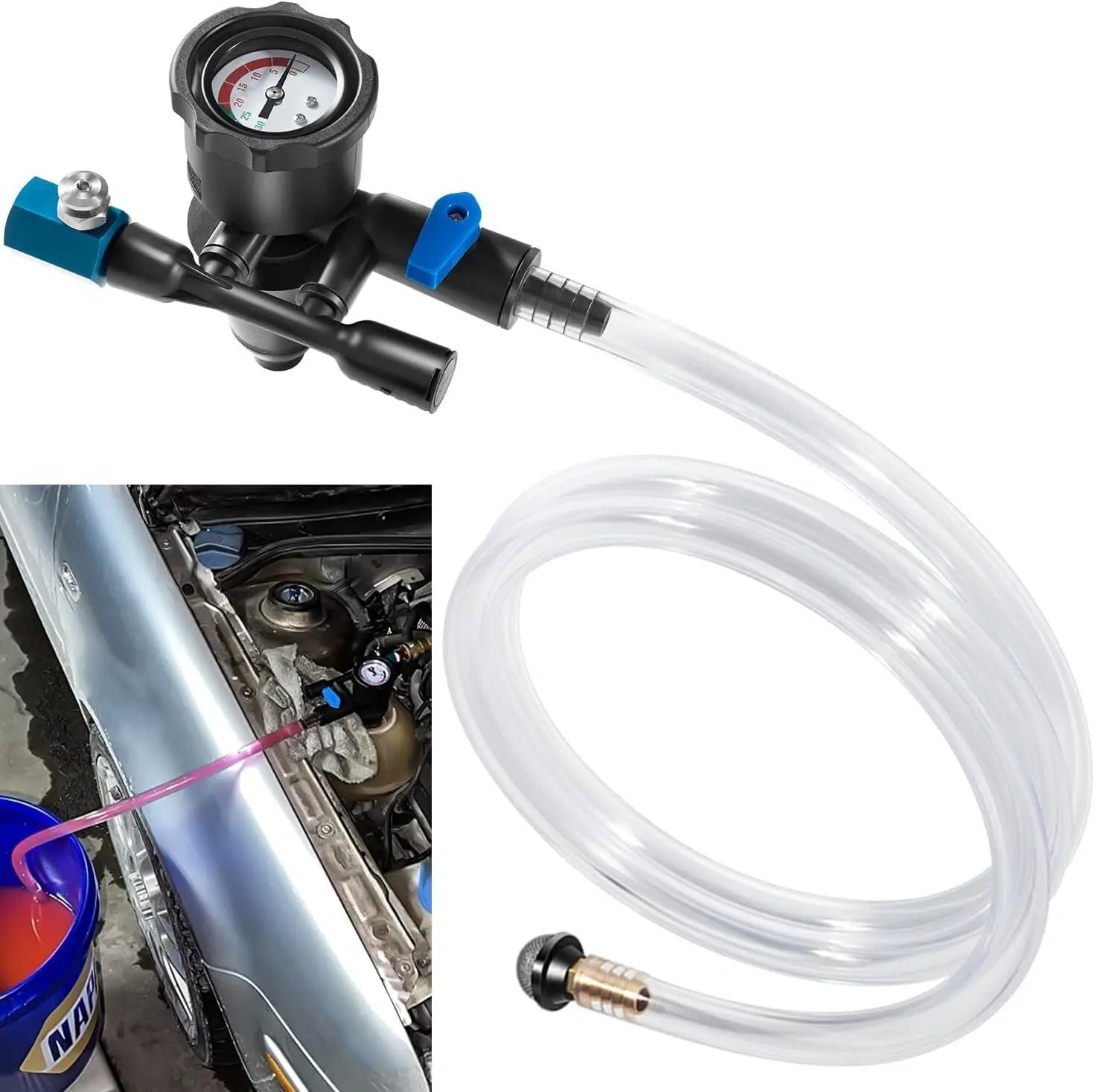 MX 75260 Coolant Refiller Kit with Air Lock Preventer, Universal Fit for Car Cone Adapter, Vacuum Refills Cooling System