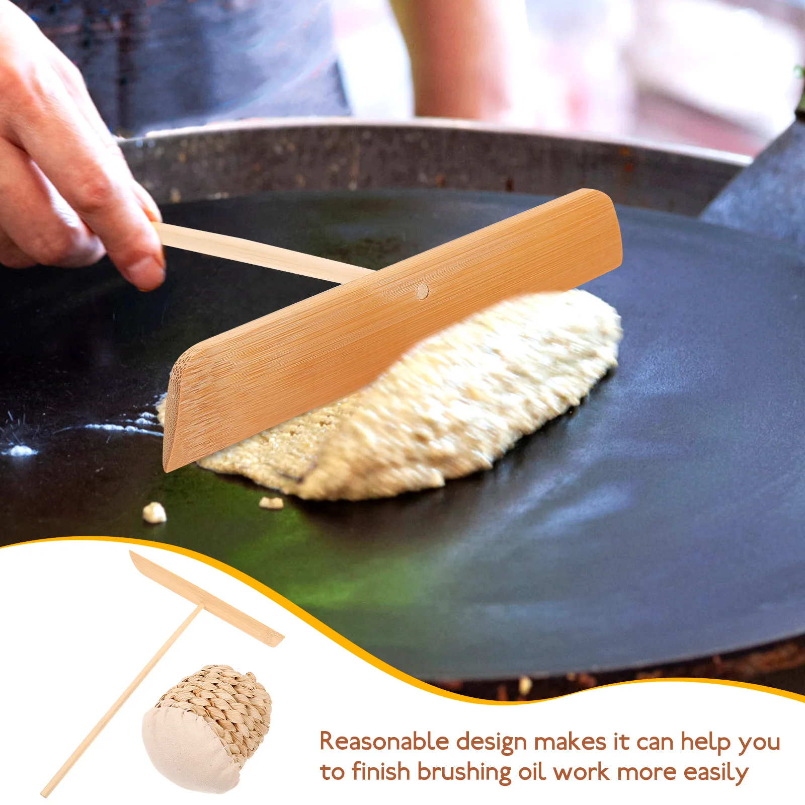 

Oil Rub Rake Thick Basting Brush Reusable Professional Crepe Kit Tool Pancake Crepe Spreader Kitchen Grilling Mop Tool