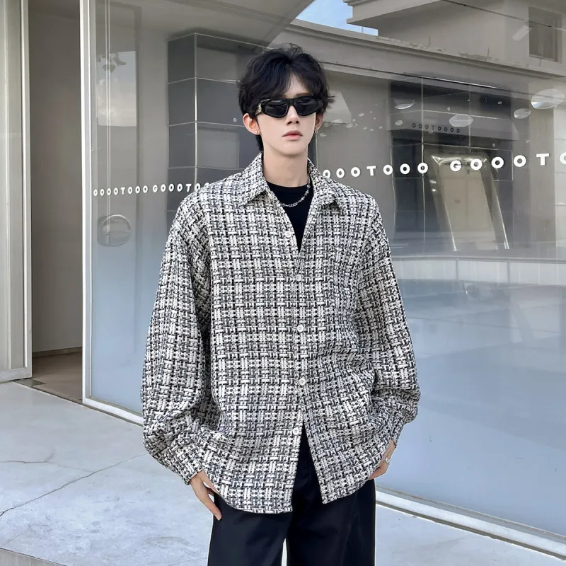 

Retro American Sle Men's irt Jaet Spring 2026 Luxury Flannel Casual Top Trendy Plaid Design Breathable Waterproof