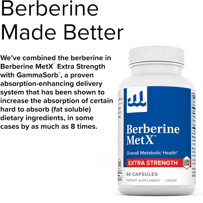 

Berberine MetX Extra Strength -60 capsules - Overall metabolic health - Non GMO, vegan -60 servings