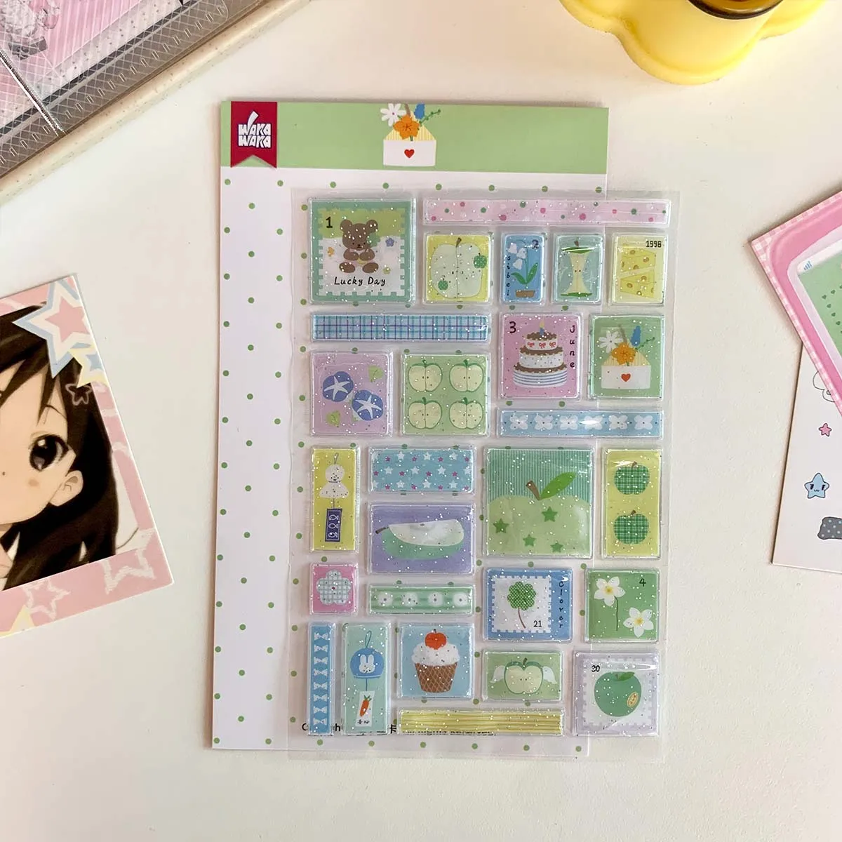 Salt Style Glitter Stickers 3D Foam Sticker for Scrapbooking Summer Breeze Stationery Stickers Decals Journal