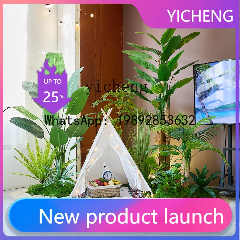 X2  camping wind landscaping beach simulation green plants outdoor indoor landscape window decoration scene fairy garden