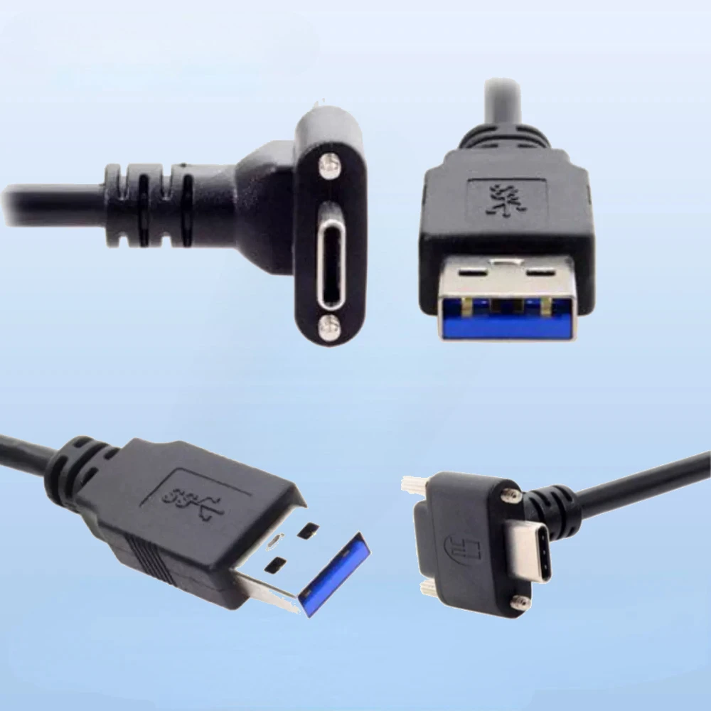 3M 5M USB C Data Cable Type-C + Screws Locking Mount 5Gbps Industrial Camera Cable Cameralink For RealSense R200 SR300 D415 D435