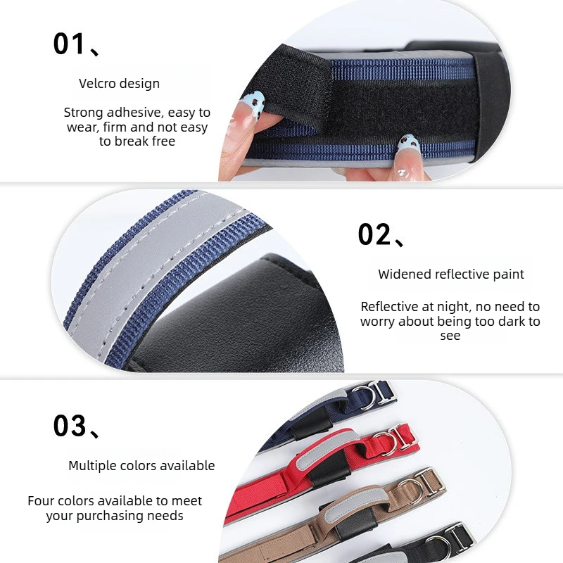 Tactical Dog Collar Reflective Anti Pull Adjustable Pet Collar for Medium Large Dogs view 3