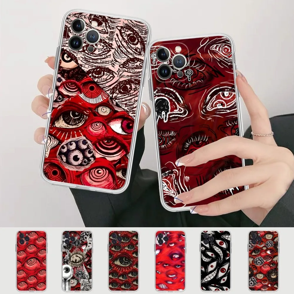 Spooky Scary Red Eye Phone Case For IPhone 16 15 8 7 6 6S Plus X SE XR XS 14 11 12 13 Mini Pro Max Mobile Case