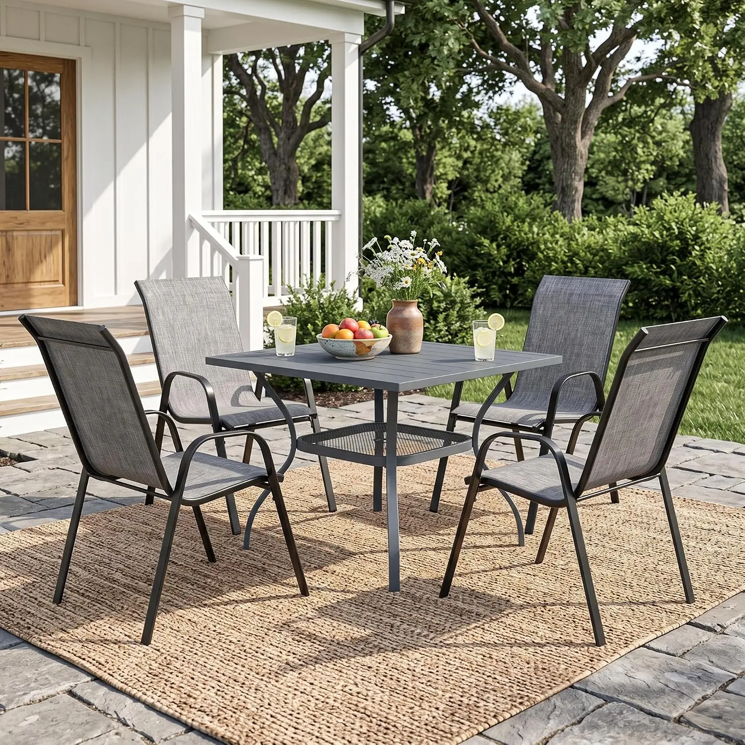 5-Piece Patio Dining Set Outdoor Table & Chairs for 4, Customized