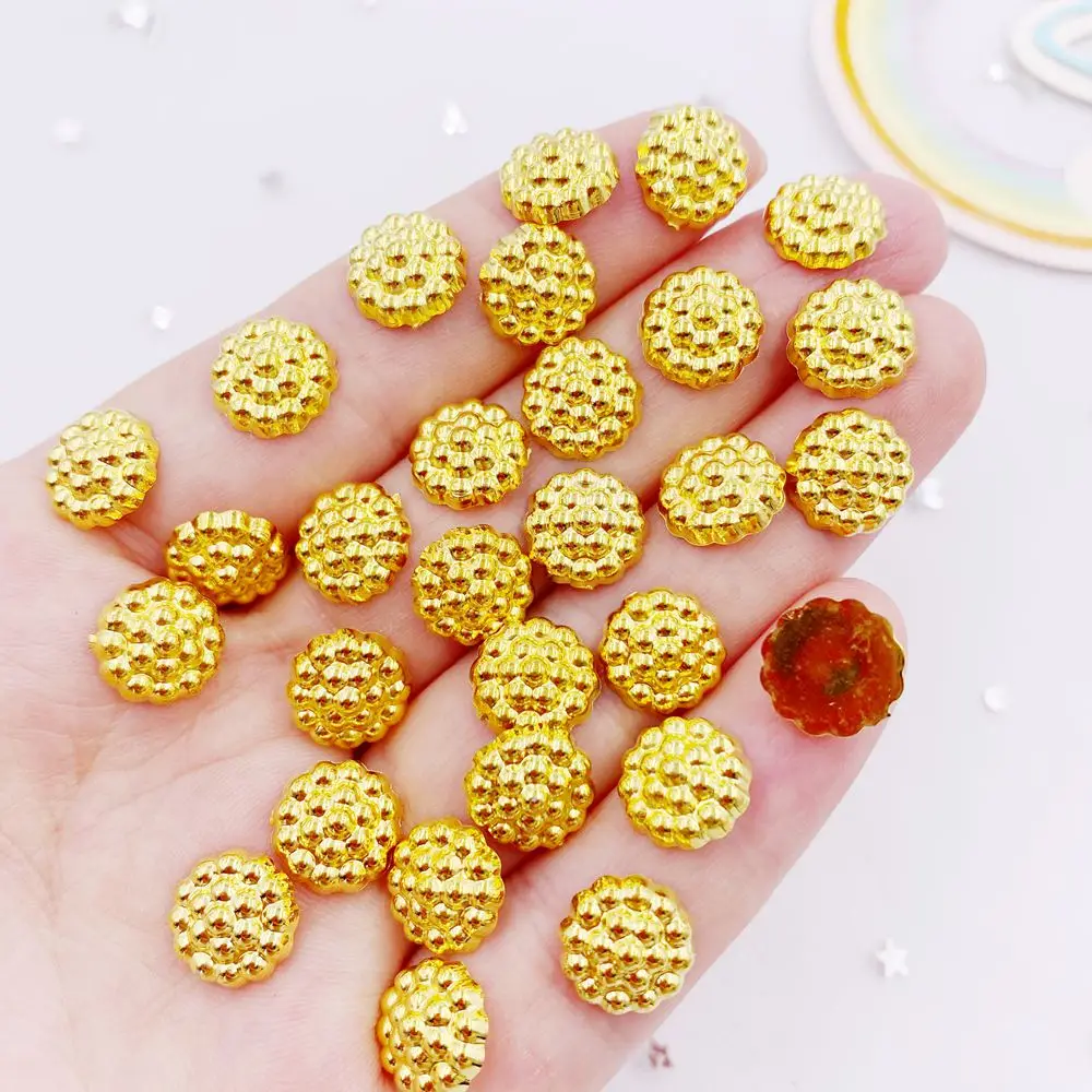 10mm Resin Golden Silver Plum Blossom Gems Flatback Rhinestone Flower Buddha Beads Scrapbook Applique Decor Crafts 100PCS