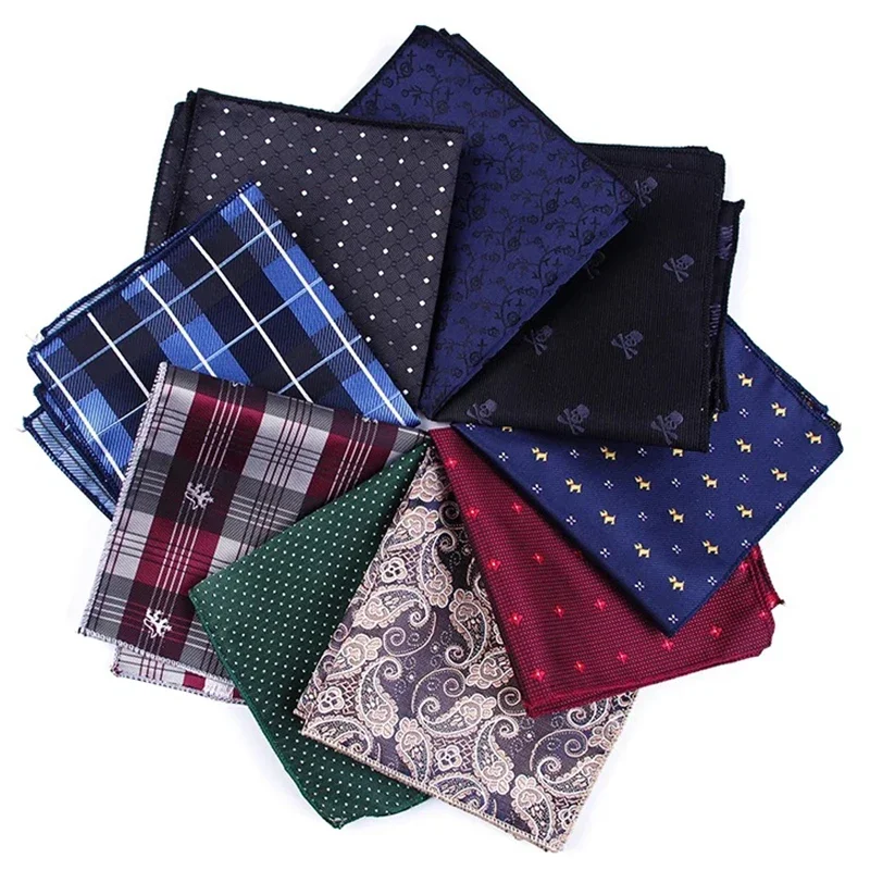 4PCS Colorful Mens Pocket Square Multicolor Dot Paisley Classic Wedding Silk Handkerchief Business Jacquard Hanky Good match