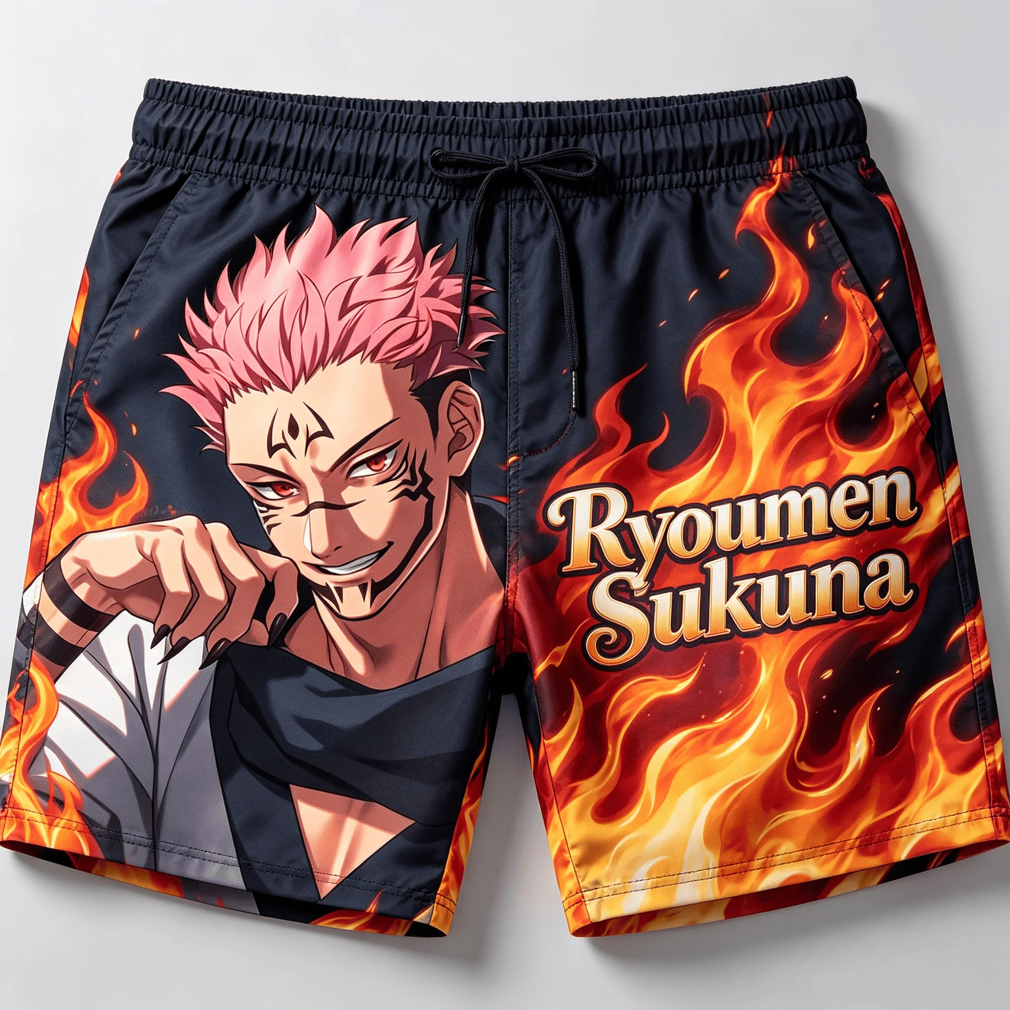 2026 Summer Jujutsu Kaisen Ryomen Sukuna Quick Dry Gym Shorts, Men's Unisex Anime Print Running Sports Board Casual Shorts