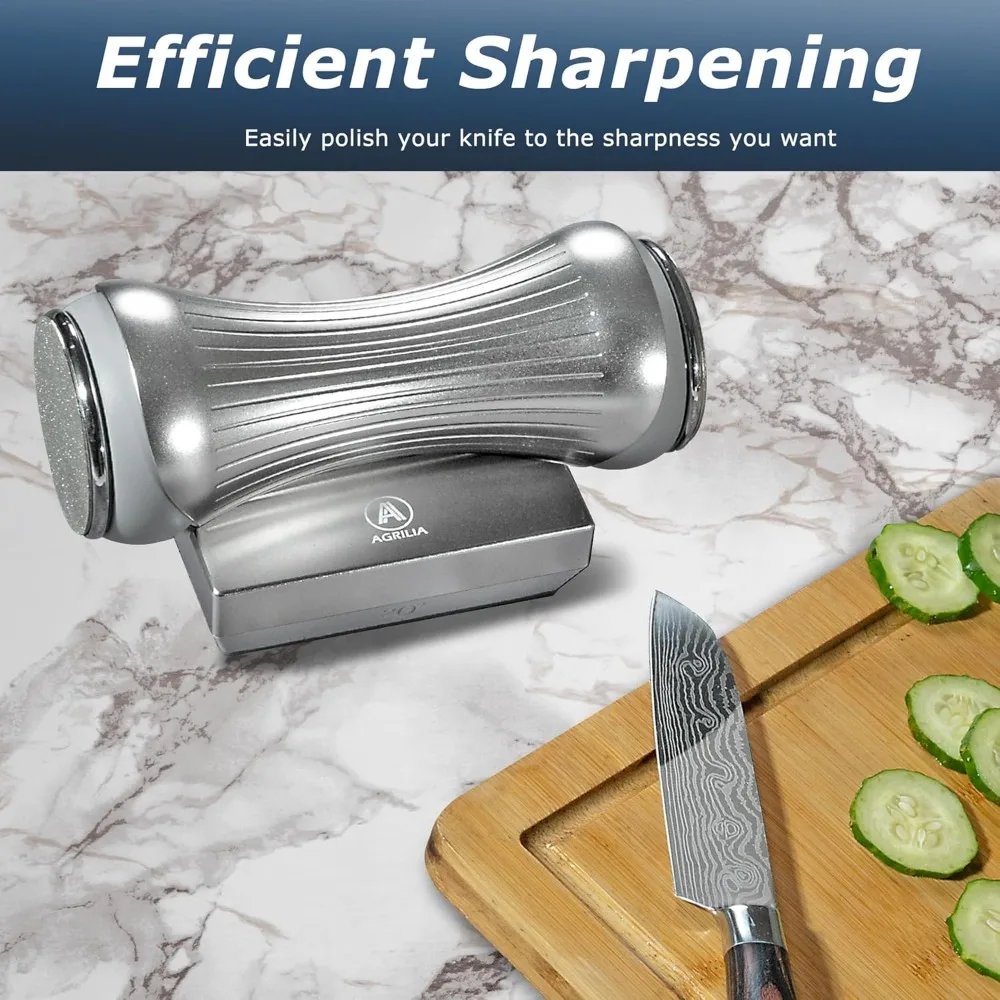 Rolling Knife Sharpener for Straight Edges - Premium Sharpening Kit for all Knife Set - 360 & 600 Diamond - 1000 & 3000 Discs