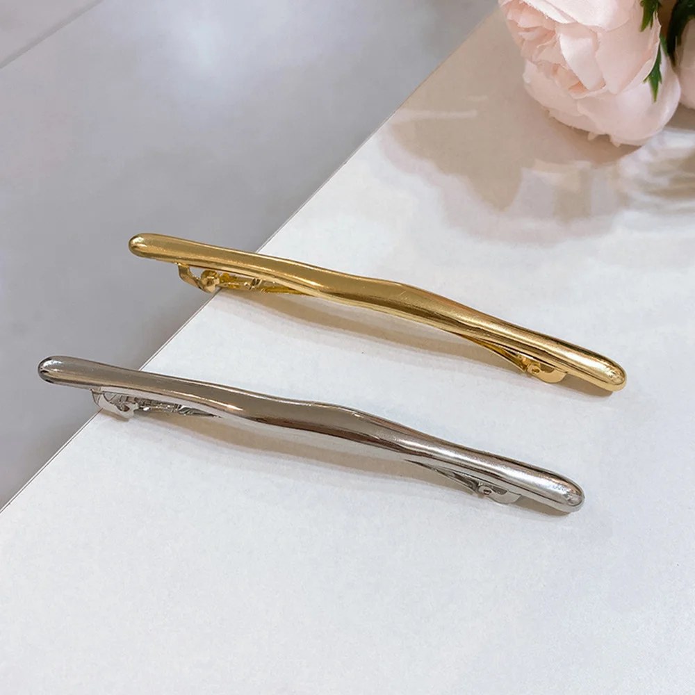 2024 New Long Metal One Word Clip Hairpin Women Elegant Ponytail Clip Side Bang Horsetail Hairpin Barrettes Accessories 11cm