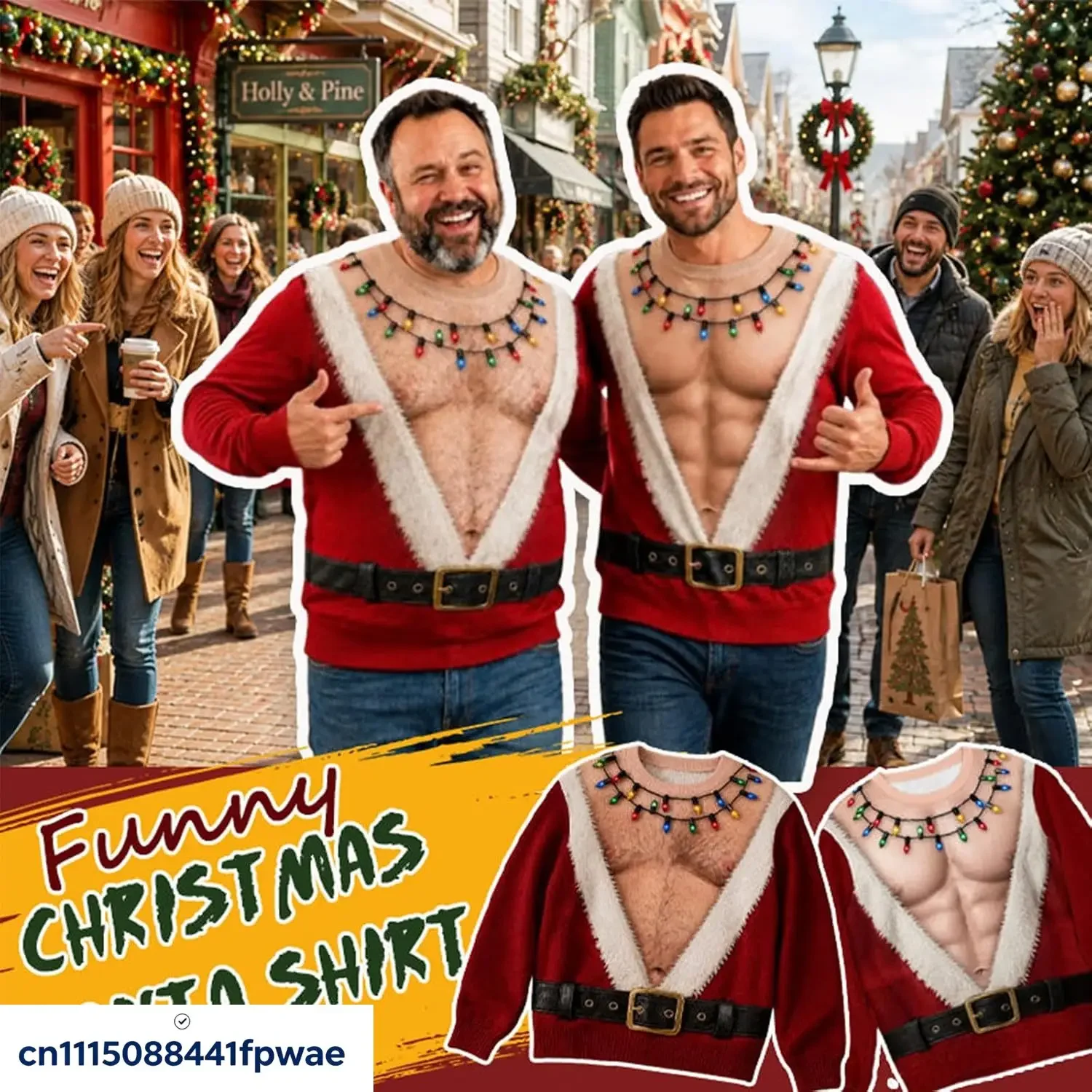 Funny Christmas Santa Shirt–Hilarious Ugly Christmas Sweater for Men