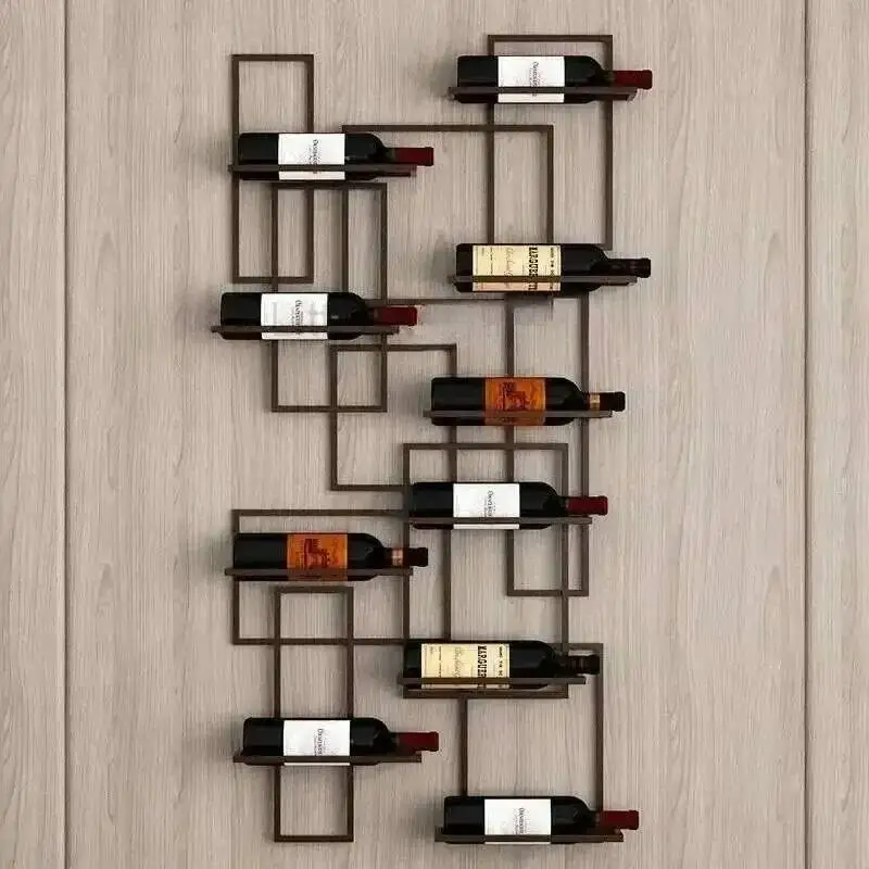 Simple European Showcase for Shop Horizontal Hanging Display Red Wine Rack Creative Metal Design Display Cabinet for Dining Room