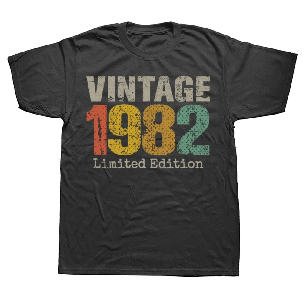 Vintage Birthday Retro 1982 Limited Edition Tshirt Cotton Graphic T-Shirt Husband Wife Shirt Streetwear Short Sleeve Clothing