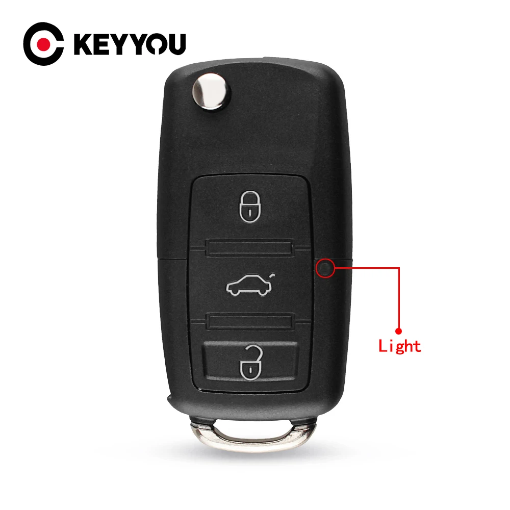 

KEYYOU 20x 3 button Folding Car Remote Flip Key Shell Case Fob For VW Passat Polo Golf Touran Bora Ibiza Leon Octavia Fabia