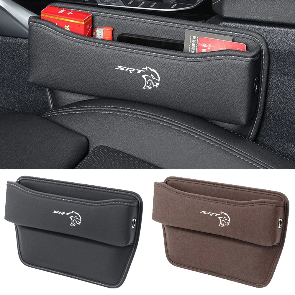 Multifunction Car Seat Gap Storage Box Leather Storage Box Accessories for Dodge SRT Mopar Challenger Hellcat Redeye