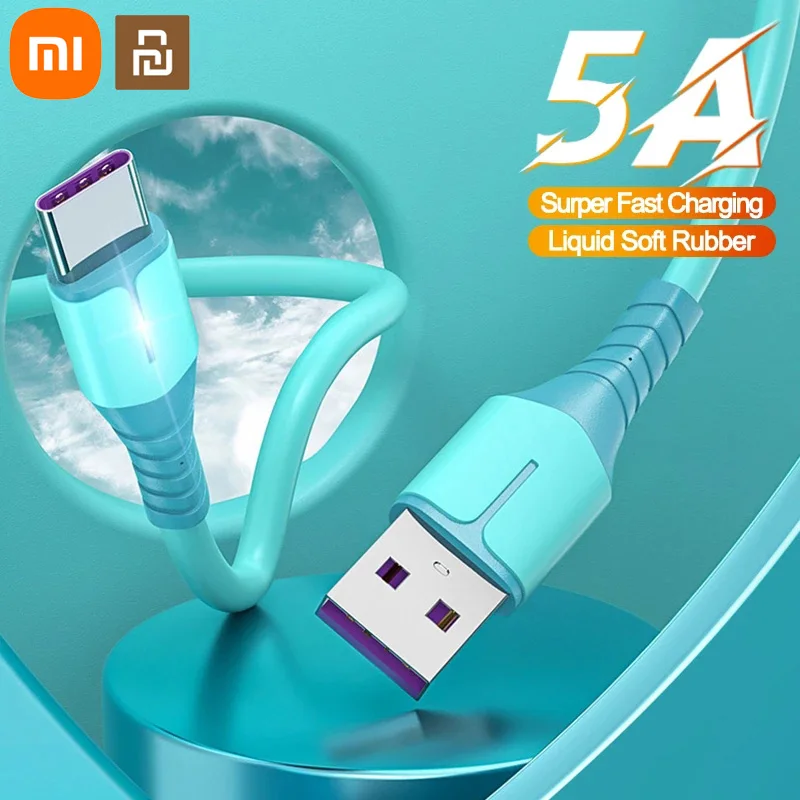 Xiaomi Youpin 5A Liquid Silicone Fast Charge USB C Cable For Samsung Huawei Xiaomi Mobile Phone Fast Charging Type-C Data Cord