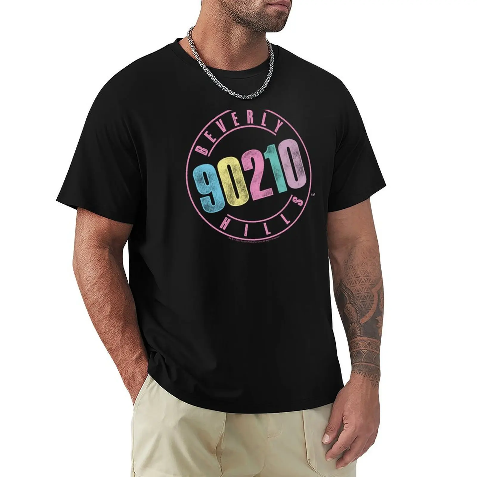 

Beverly Hills, 90210 Vintage Pastel Retro Logo T-Shirt hippie clothes summer top plus size men clothing