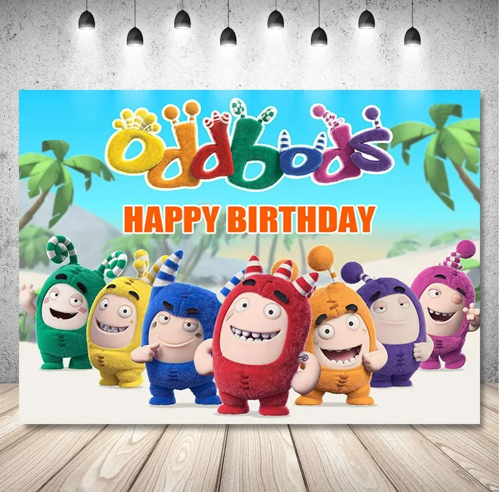 Cartoon Odd&bods Kids Birthday Party Background Custom Decorate Banner Rainbow Balloon Flag Baby Shower Photography Studio Props