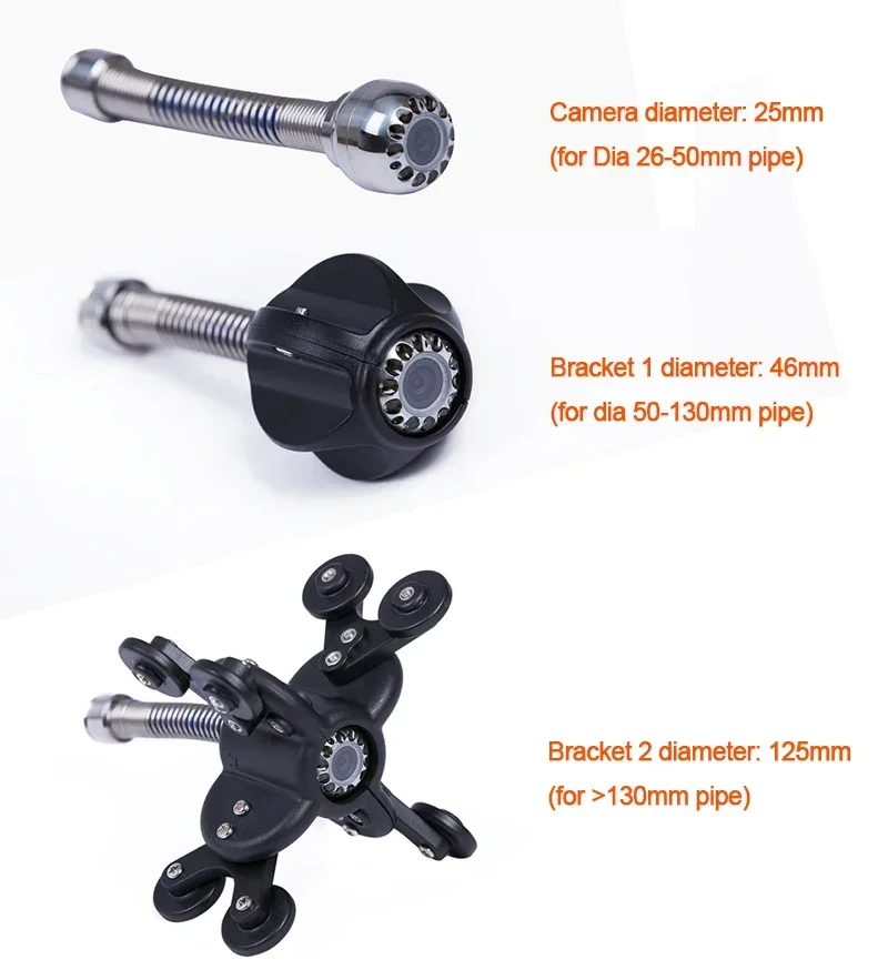 25mm Meter Counting Pipeline Inspection Camera H1 7inch Endoscope Borescope Drain Sewer Camera Video Record System Pipe Camera