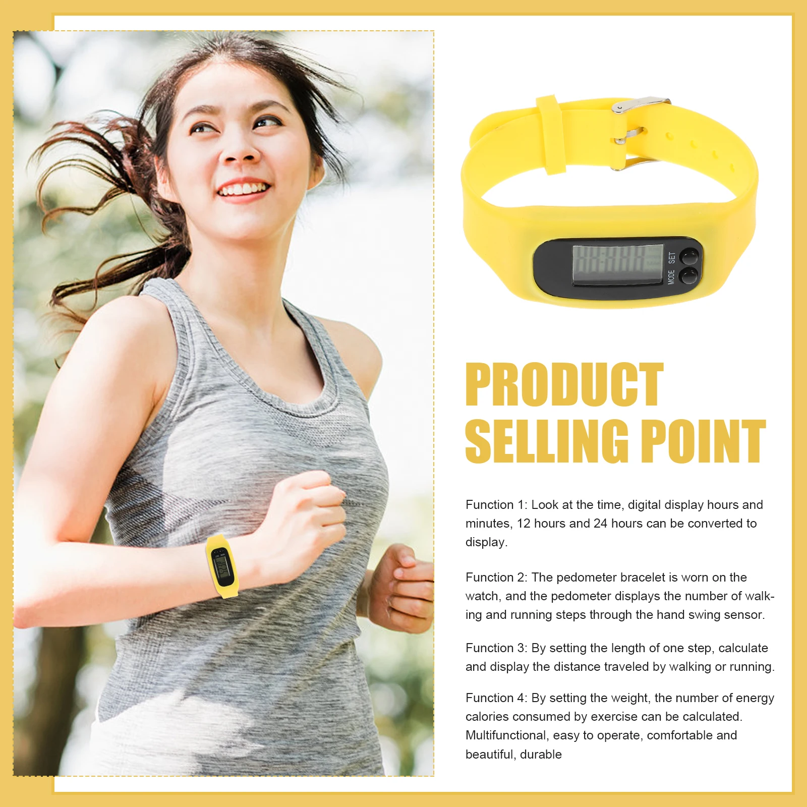 

Pedometer Watch Silicone Bracelet Step Counter Wrist Ankle Tracker Multifunction Portable Display Gift