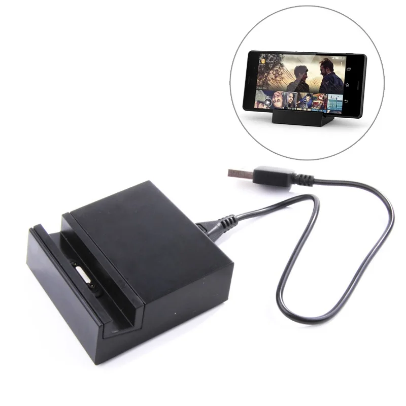 Magnetic Charger Adapter Desktop Charging Cradle Dock for SONY Xperia Z1 Z2 Z3Compact(Z3 Mini)L39h L55H + USB Cable Black