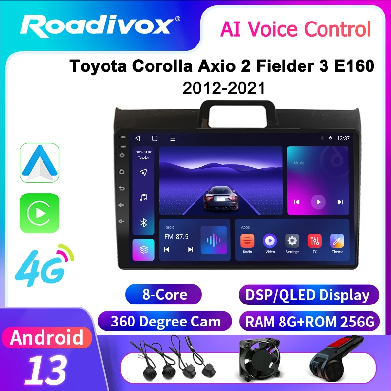 

Автомагнитола roadivox Android для Toyota Corolla Axio 2 Fielder E160 2012 2021GPS навигация видео мультимедийный плеер магнитофон