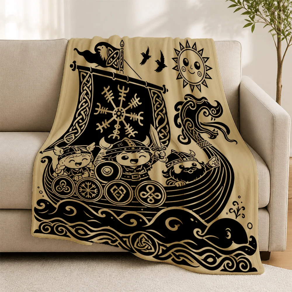 Premium Nautical Pirate Throw Blanket for Sofa Couch Decorative Ocean Sea Theme Plush Fleece Winter Cozy Gift for Living Room Be