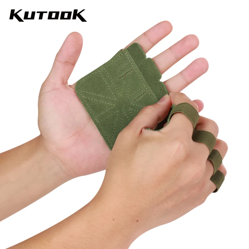 

KUTOOK Коровья кожа Перчатки для фитнеса с четырьмя пальцами Нескользящие перчатки для тяжелой атлетики Мягкие гантели Подтягивающие захваты Защита для пальцев Споряджение для фитнеса