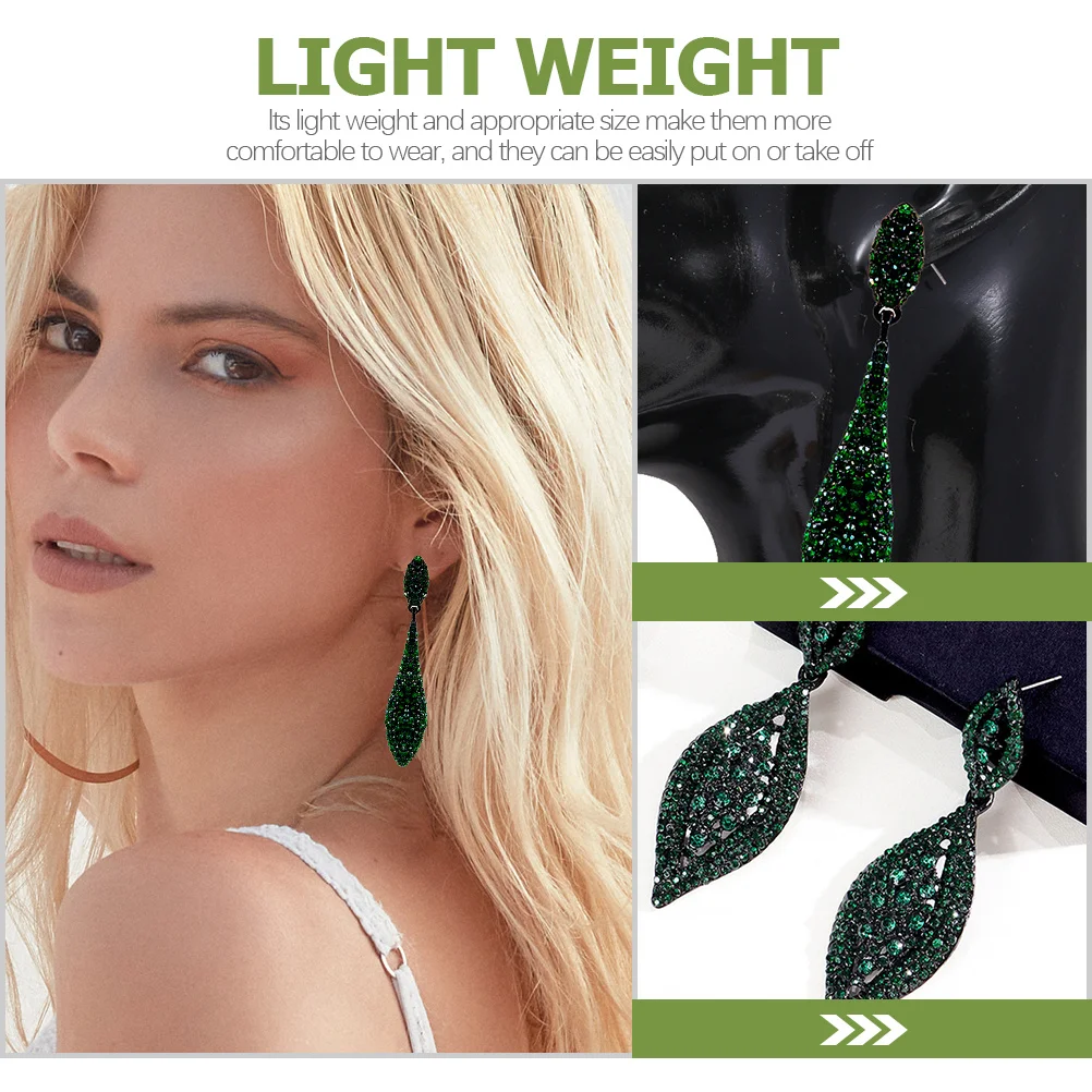

Green Water Rhinestone Earrings Women Dangle Crystal Wedding Bride Party Accessories Birthday Earrings For Women Festival