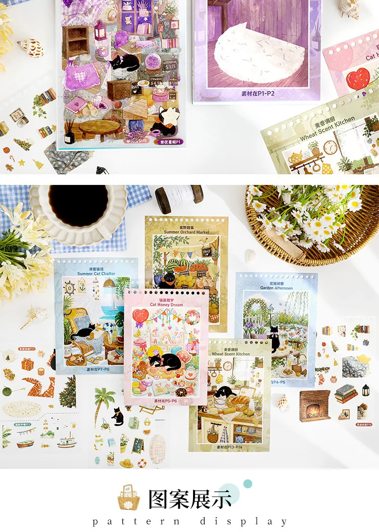 26 Stück Niedliche Cartoon-Katzen-Aufkleber Kawaii 3D-Szenen-Aufkleber DIY Scrapbooking Journal Deko Schreibwaren Bastel-Aufkleber – Detail 11