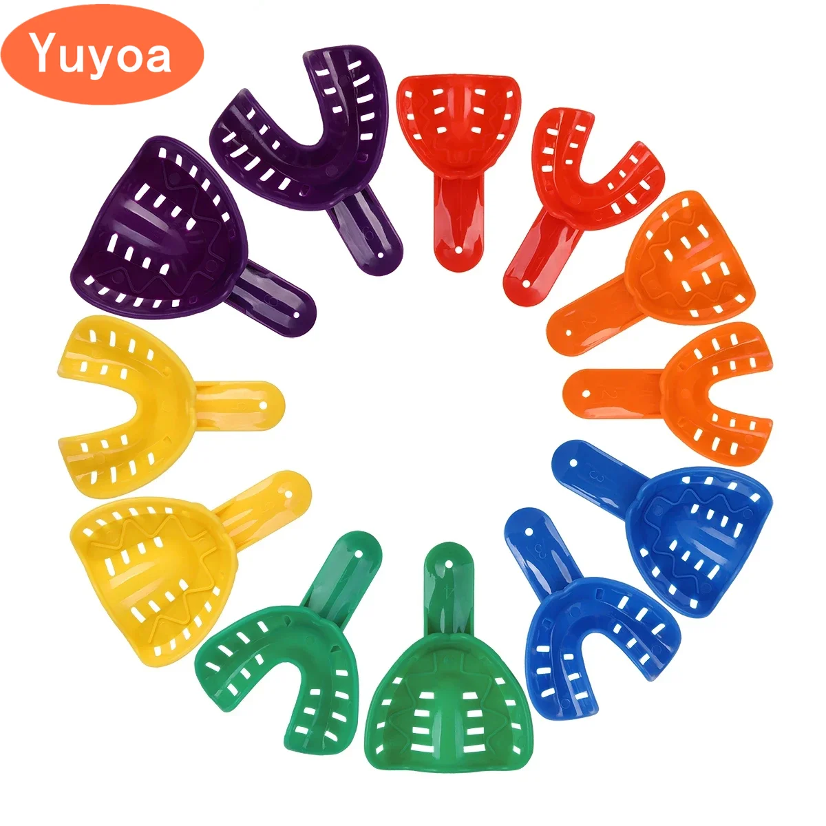 50 pairs Dental Impression Trays Plastic Teeth Holder Trays Tools Autoclavable for Childrens Adults Small Middle Large