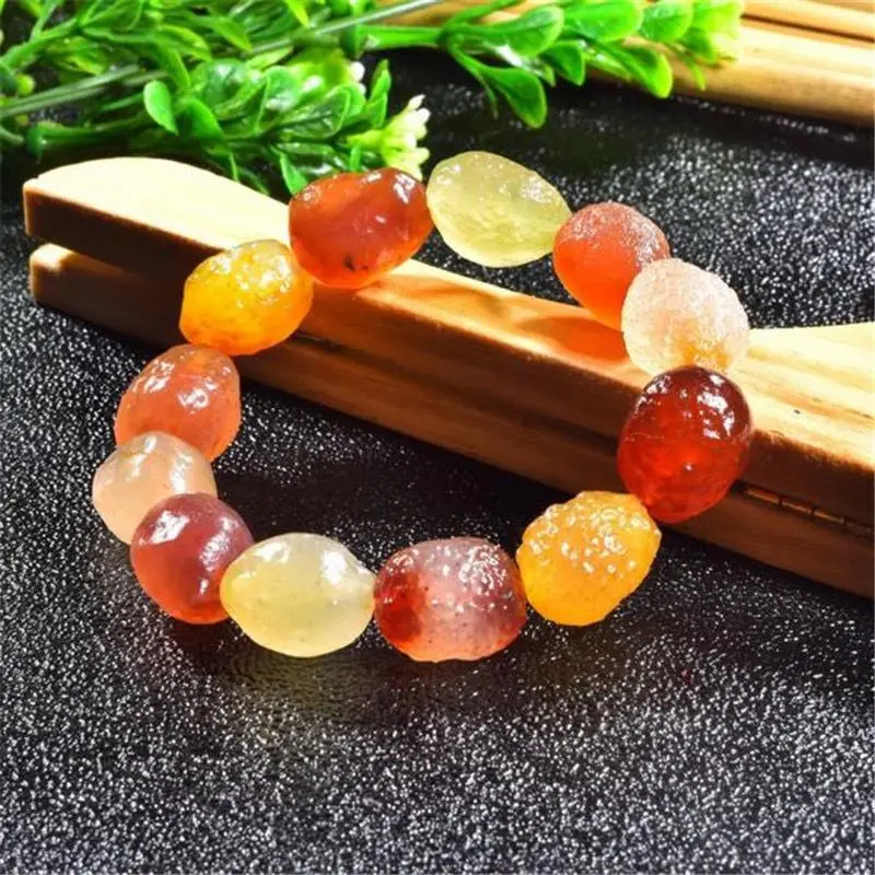 China Alashan Gobi agate sweet heart bracelet colorful raw stone agate bracelet with shape bracelet handicraft