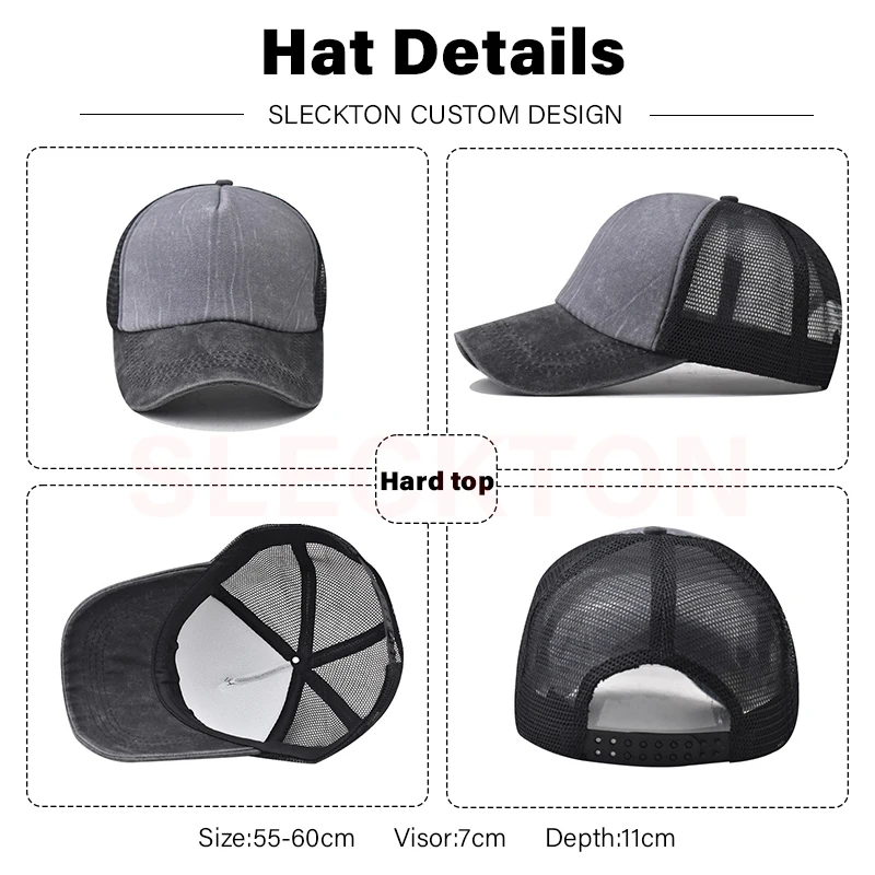 SLECKTON Custom LOGO Baseball Cap for Women and Men Picture Print Hat Embroidery Sun Hats Design Snapback Cap Mesh Hat Unisex