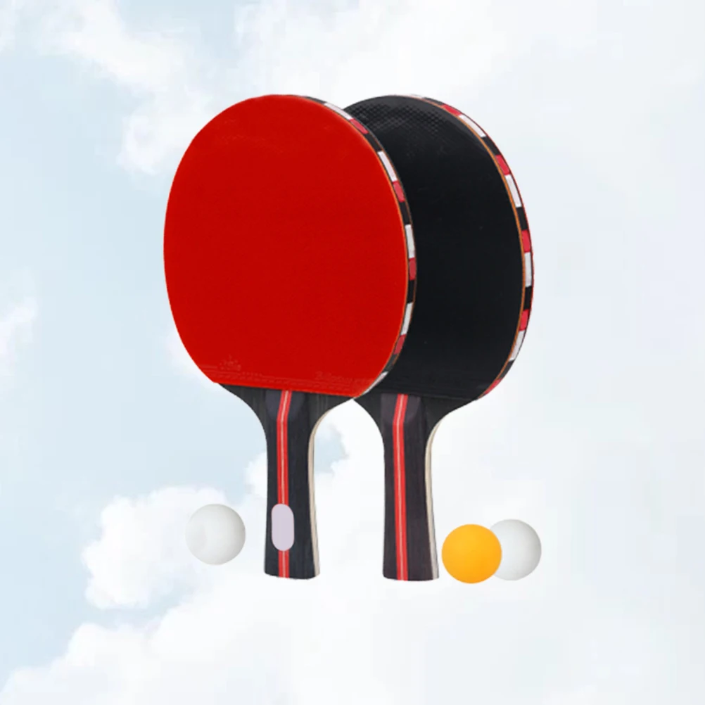 

2 Table Rackets 3 Balls Table Tennis Rackets With Balls Durable Set Strong Covering Wood Layer Combination Pong Training